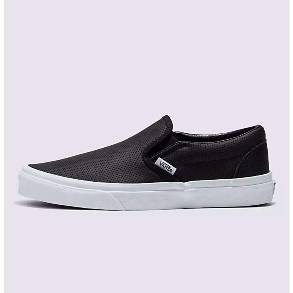 Vans Black Perforated Leather Slip-On Shoes